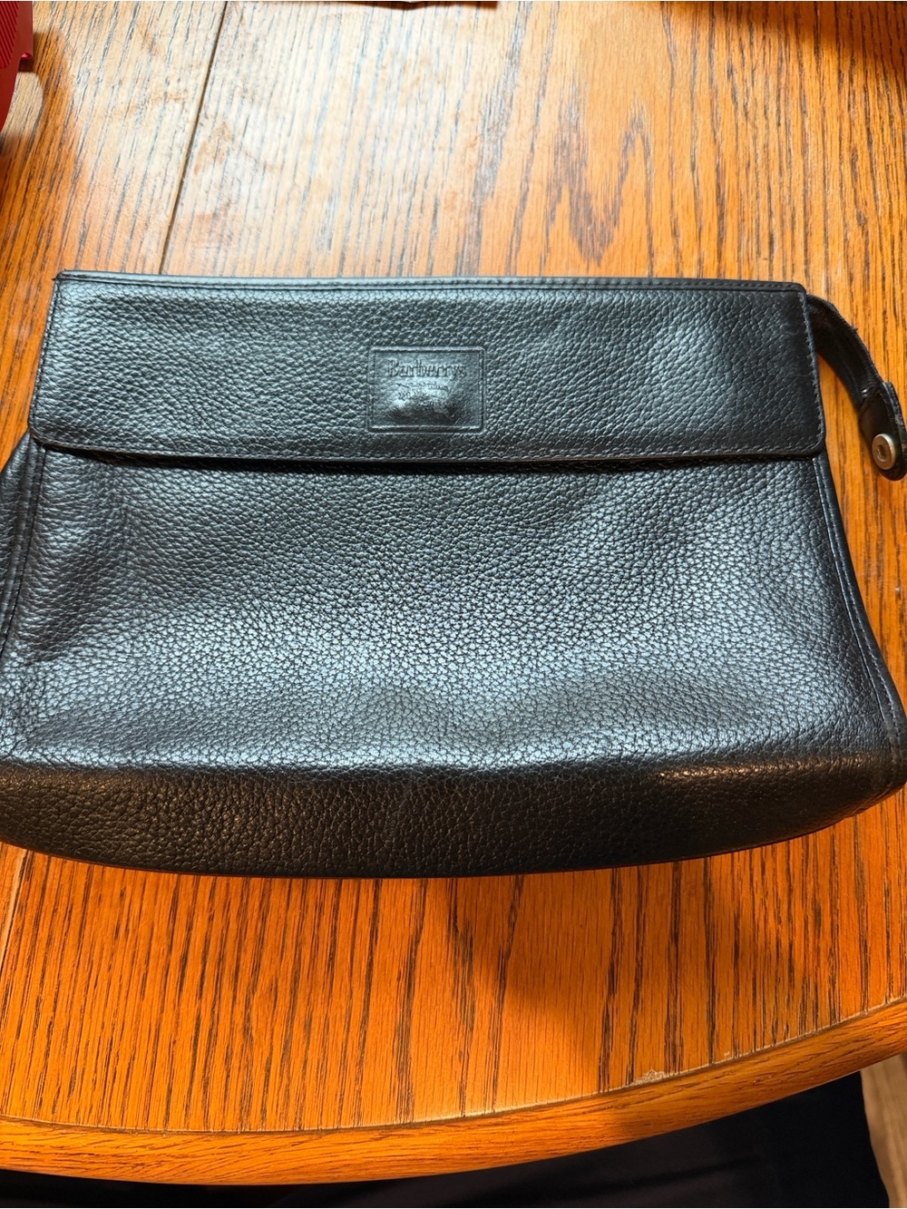 Burberry Black Pebbled Leather Toiletry Pouch